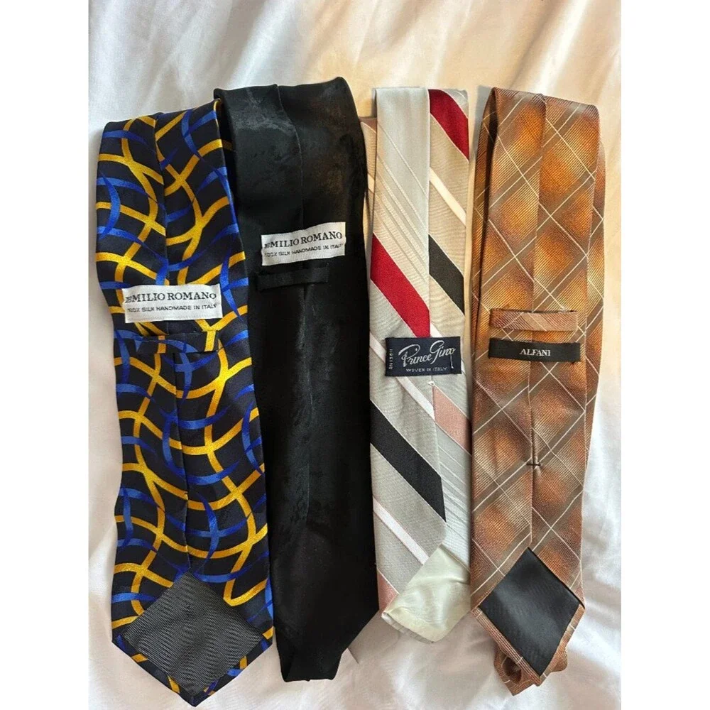 Vintage Italian Silk Ties Lot 4 Emilio Romano Prince Gino Alfani Designer Luxury